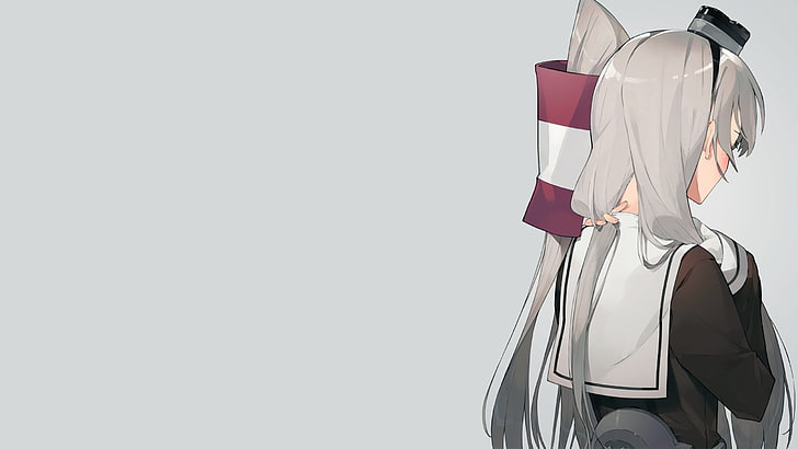 long hair female anime character illustration, Amatsukaze (Kancolle), HD wallpaper