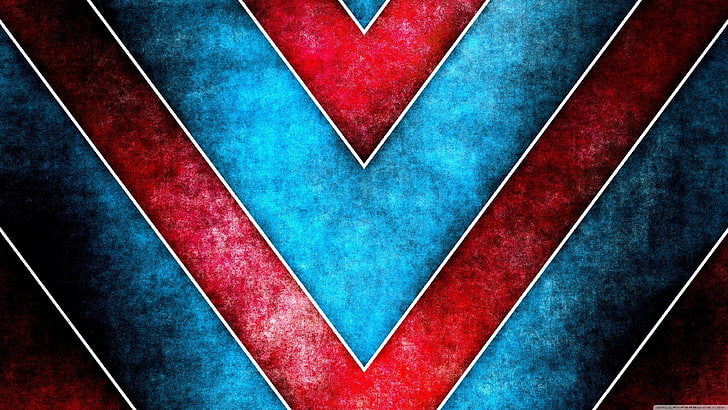 blue, white, and red chevron wallpaper, digital art, grunge, arrows (design), HD wallpaper