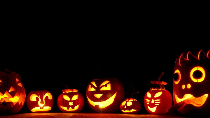 Jack-o-lantern digital wallpaper, pumpkin, Halloween, celebration, HD wallpaper