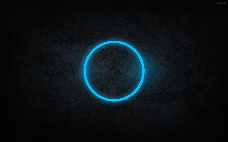 round blue ring illustration, abstract, art, black, circles, cyan