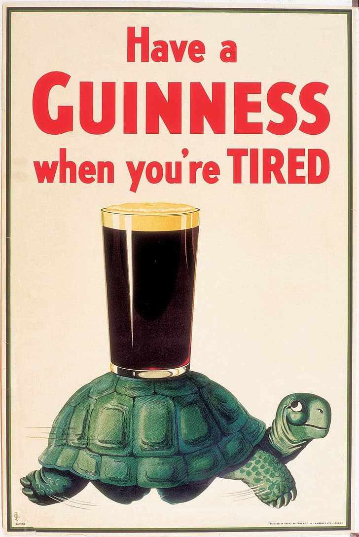 Guinness, beer, advertisements, tortoises, vintage, HD wallpaper