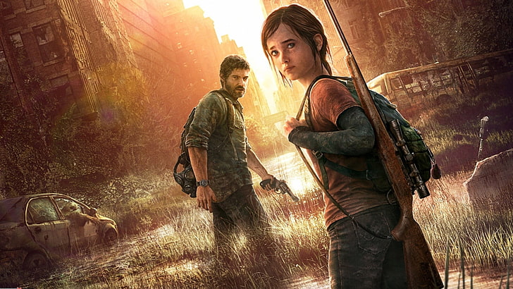 The Last of Us wallpaper, video games, Ellie, Joel, men, people