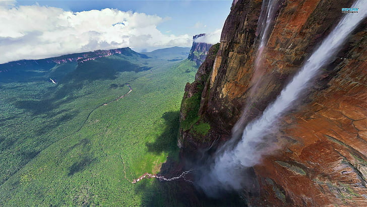 ~angel Falls~, waterfalls and mountain view during daytime photo, HD wallpaper
