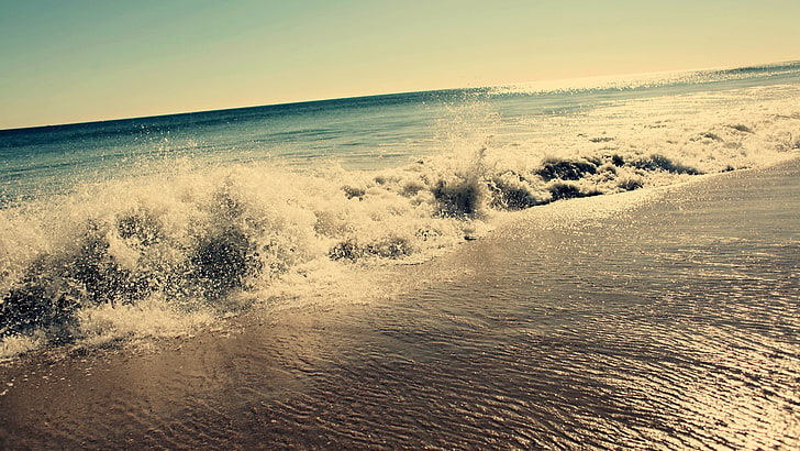 body of water, nature, landscape, waves, sea, horizon, beach, HD wallpaper