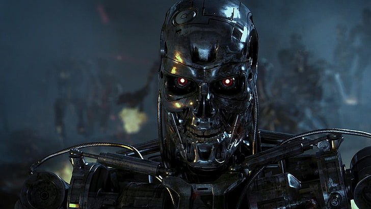 Terminator movie digital wallpaper, movies, cyborg, endoskeleton