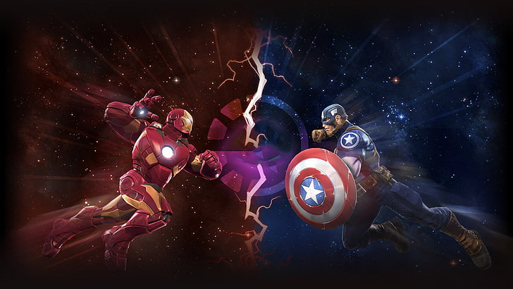 marvel contest of champions, games, hd, iron man, captain america, HD wallpaper