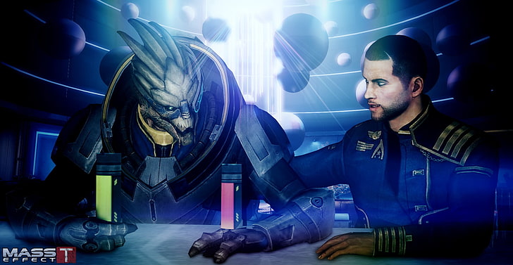 blue and black power tool, Mass Effect, video games, young adult, HD wallpaper