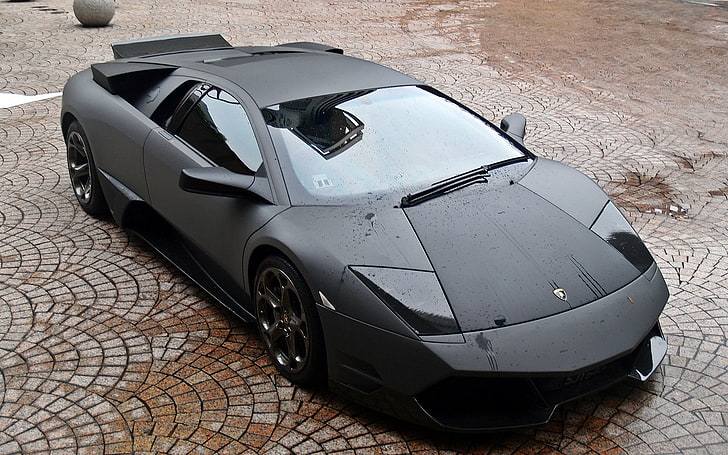 black Lamborghini sport car, Lamborghini Murcielago, vehicle, HD wallpaper