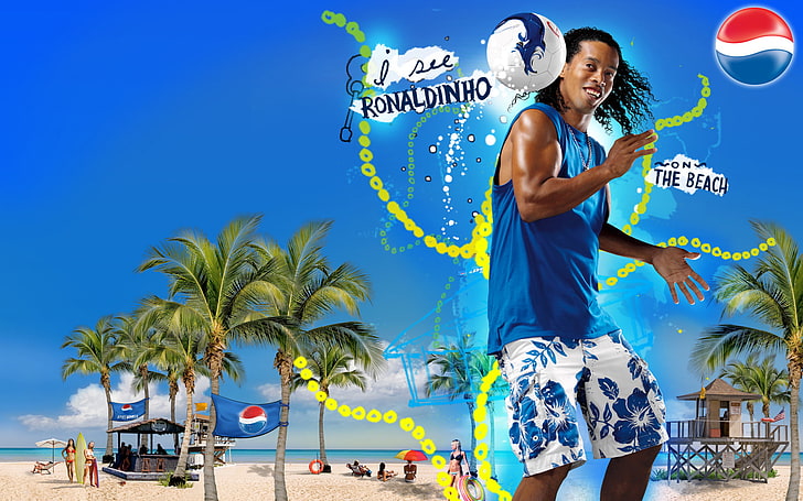men's blue tank top illustration, Beach, The ball, Summer, Football, HD wallpaper