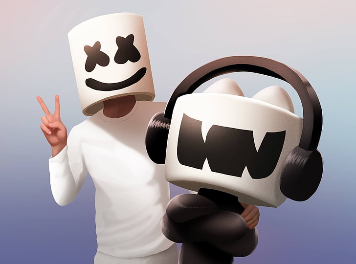 marshmello high resolution picture, holding, studio shot, one person