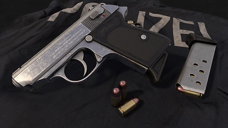 gun, weapons, Render, Walther, Walter, PPK, Walther PPK, Rendering