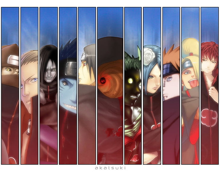 Akatsuki wallpaper, Naruto Shippuuden, panels, Kakuzu, Hidan, HD wallpaper
