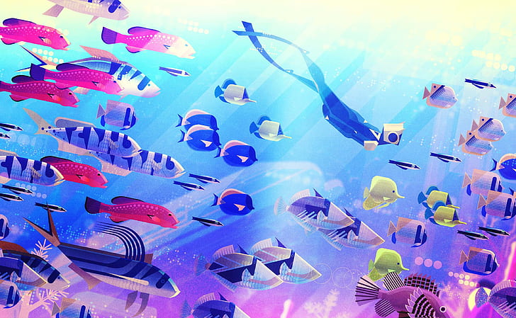 Video Game, Abzu, Diving, Fish, Underwater