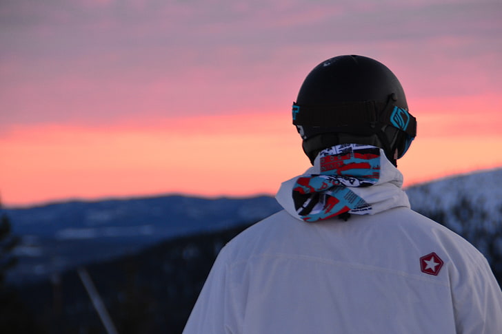 ski lift, landscape, Sweden, cold, one person, sunset, sky