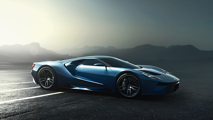 Ford GT supercar 2017, blue sports coupe