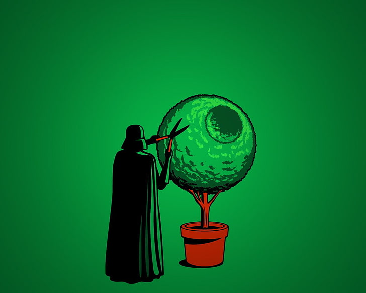 Darth Vader illustration, Star Wars, Death Star, green color