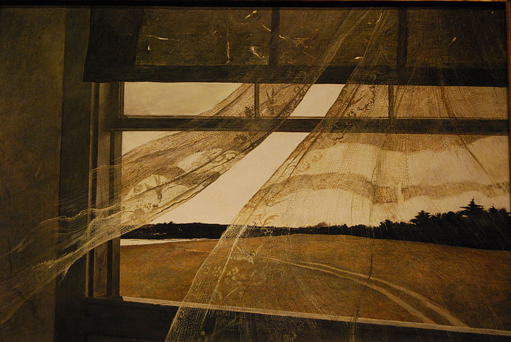 gray wooden window, Andrew Wyeth, 1947, The wind from the sea