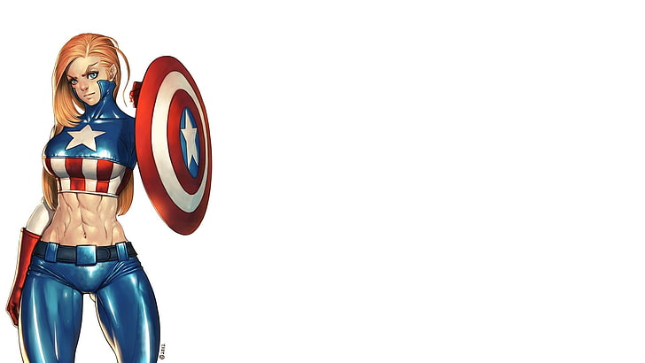 Captain America illustration, artwork, copy space, indoors, studio shot