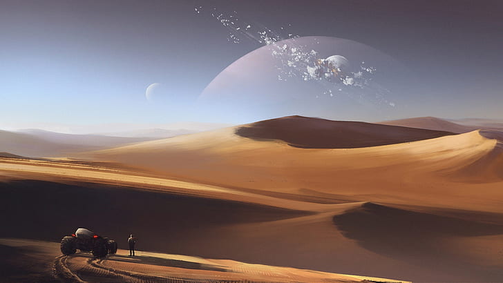 HD wallpaper: fantasy landscape, desert, fantasy art, dune, science
