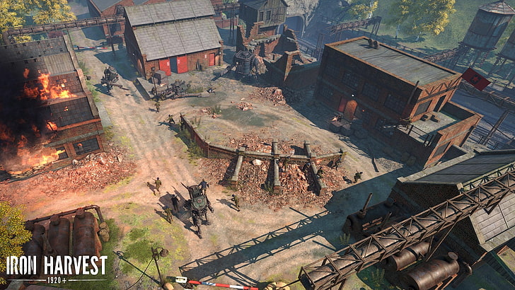 Iron Harvest, mech, war, soldier, architecture, high angle view, HD wallpaper