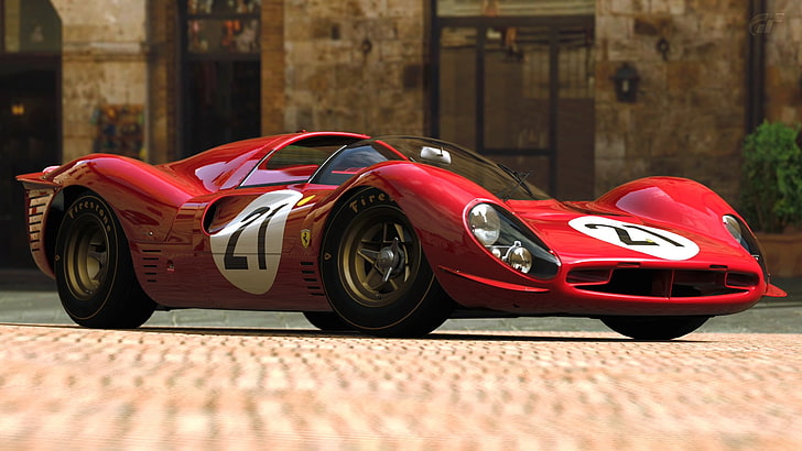 red Ferrari sports car, ferrari 330 p4, speed, competition, sports Race, HD wallpaper
