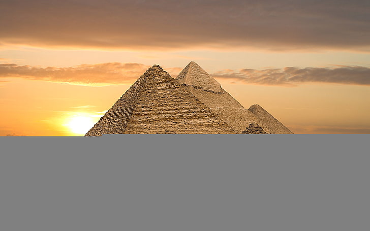 pyramid illustration, desert, pyramids, egypt, giza, cairo, great Pyramid, HD wallpaper