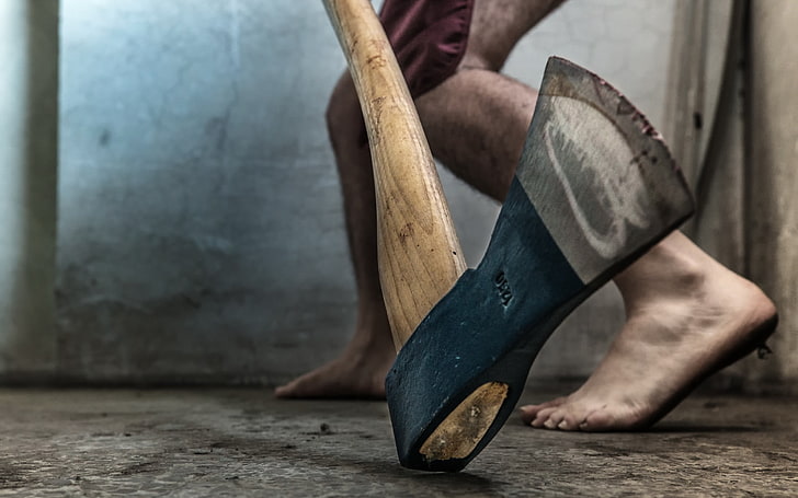 Axe, HDR, one person, human body part, indoors, real people