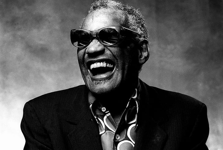 ray charles, musician, author, soul, jazz, rhythm and blues, bw