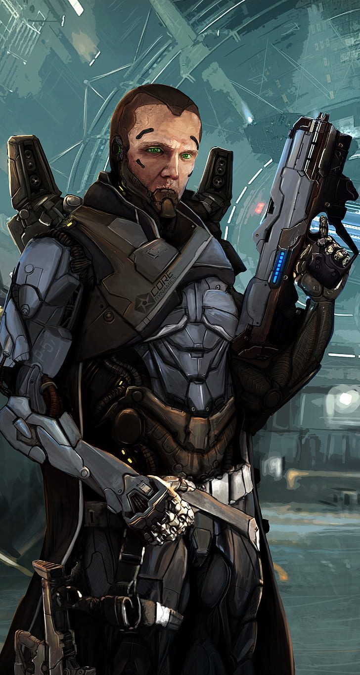 Hd Wallpaper Kev Art Elite Dangerous Commander Pilot Cyborg