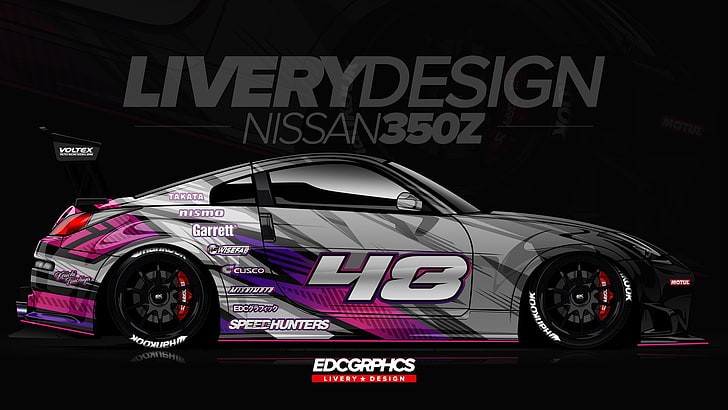 EDC Graphics, render, Nissan 350Z, JDM, Japanese cars, race cars, HD wallpaper