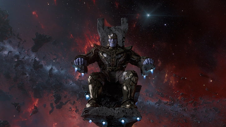 man sitting on throne game poster, Thanos, IMAX, Guardians of the Galaxy Vol. 1, HD wallpaper