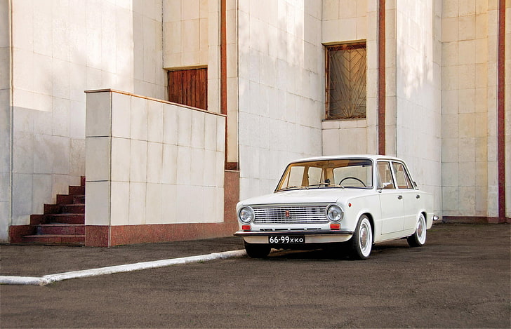 white Tofas Murat 124 sedan, Retro, Classic, Lada, 2101, VAZ, HD wallpaper