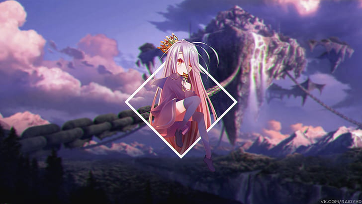 picture-in-picture, anime girls, No Game No Life, Shiro (No Game No Life)