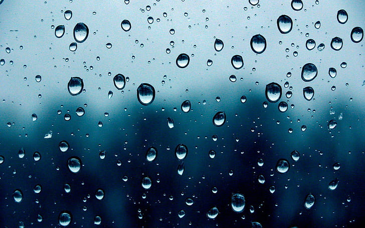Rain Weather Water Drops Condensation Glass Desktop Photo