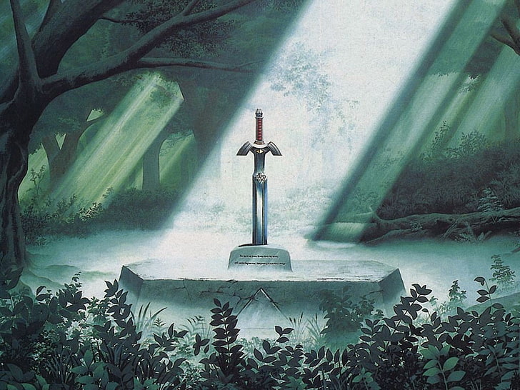The Legend of Zelda, sword, sunlight, forest, Master Sword