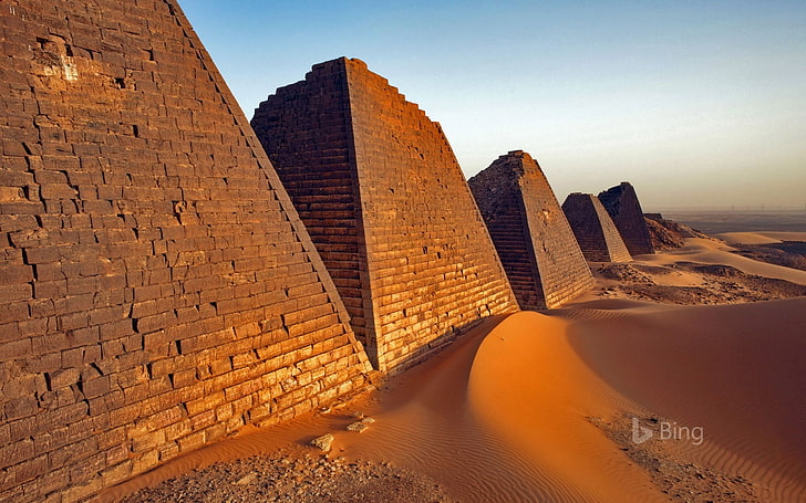 The Pyramids of Meroe in Sudan-2017 Bing Desktop W.., sky, the past