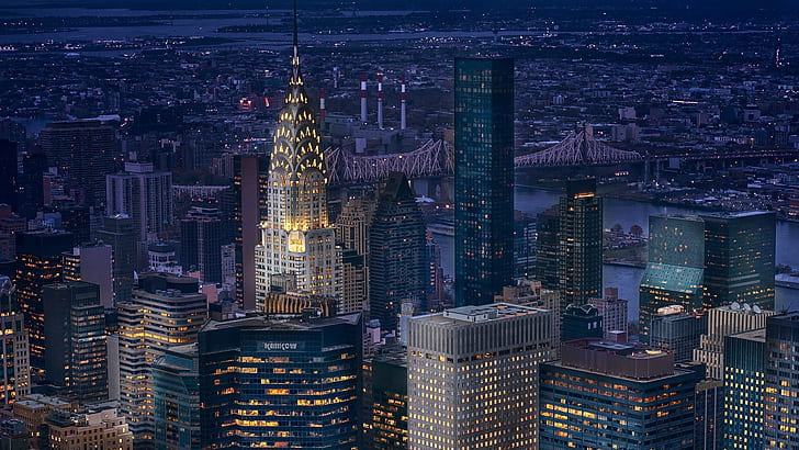 city, lights, USA, bridge, night, New York, Manhattan, NYC, HD wallpaper