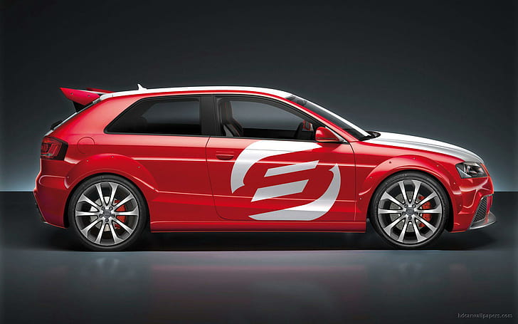 Audi A3 TDi Clubsport Quattro 2, red 3 door hatchback, cars, HD wallpaper