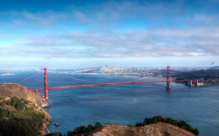 Golden Gate Bridge, sky, water, architecture, cloud - sky, built structure