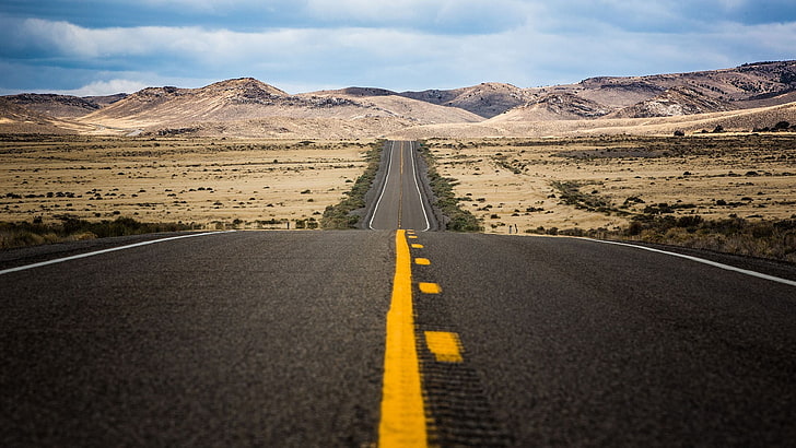 gray concrete road, Nevada, road marking, transportation, symbol, HD wallpaper
