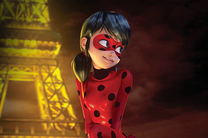 girl wearing red and black suit character digital wallpaper, Paris