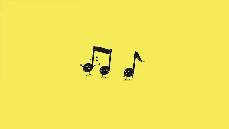 black musical note clip art, Minimalism, Notes, Yellow, illustration, HD wallpaper