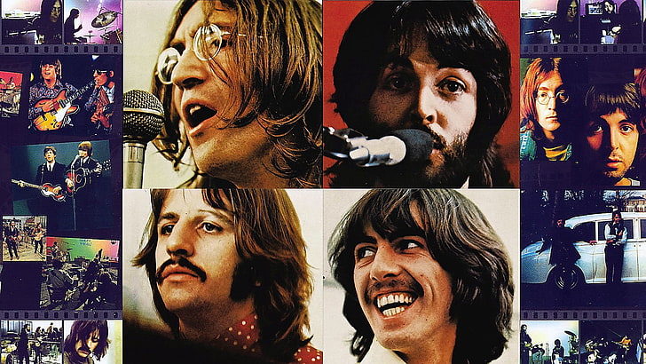 The Beatles portrait photo collage, band, members, faces, smile