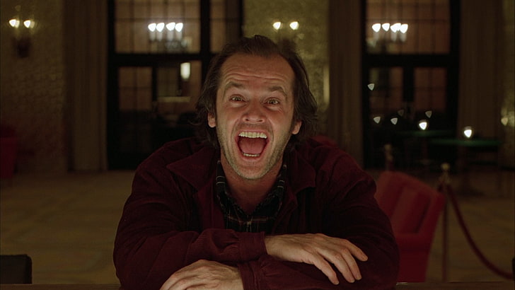 The Shining, laughing, Jack Nicholson, Stanley Kubrick, mouth open