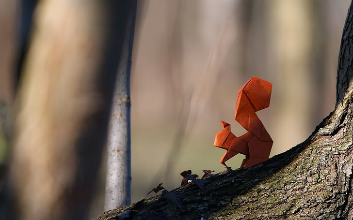 origami, squirrel, paper, HD wallpaper