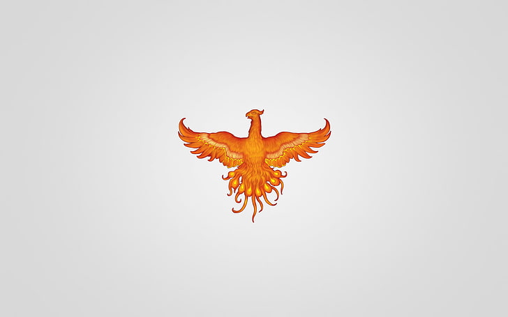 Pokemon flame bird logo, minimalism, light background, red, Phoenix
