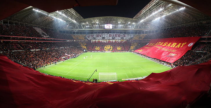 football field, Galatasaray S.K., Turk Telekom Arena, soccer pitches, HD wallpaper
