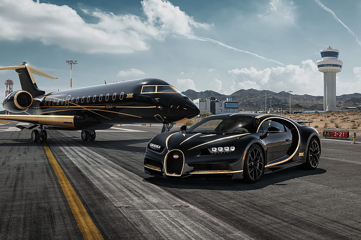 rendering, Bugatti, supercar, Private Jet, Chiron