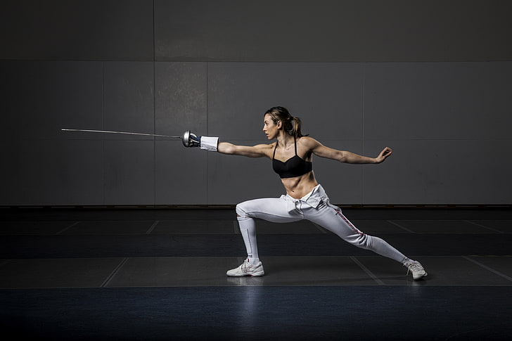 sport, sports, women, fencing (sport), exercising, one person