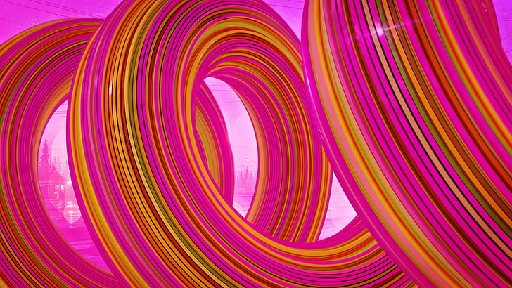 abstract, pink, Twist, brightness, spiral, multi colored, pattern, HD wallpaper